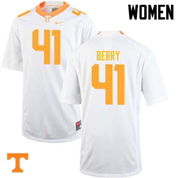 Women #41 Elliott Berry Tennessee Volunteers College Football Jerseys-White